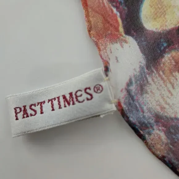 Vintage Past Times 100% Silk Chiffon Scarf Geometric Op Art Print, 15" x 58" - Picture 8 of 9